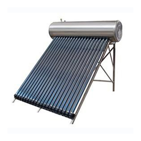 Splittet solvandvarmeresystem består af flad solfanger, lodret tank til varmt vand, pumpestation og ekspansionsbeholder